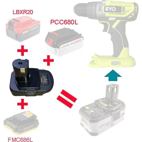 Dawupine BPS18RL Battery Converter Adapter USB Charger For Black Decker Porter Cable Stanley 18V Li-ion Battery To Ryobi 18V