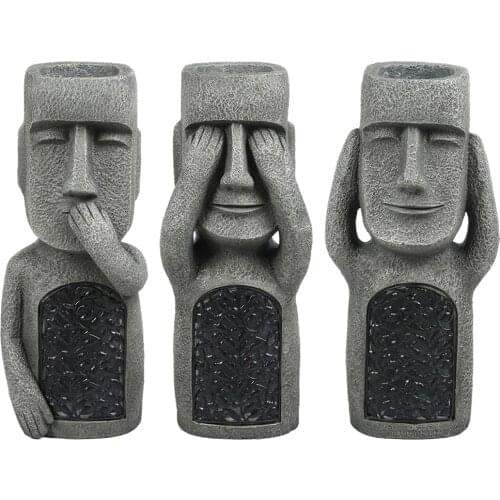 Durable Resin Easter Island Statue Funny Moai Sculpture Ornament for Home Decoration