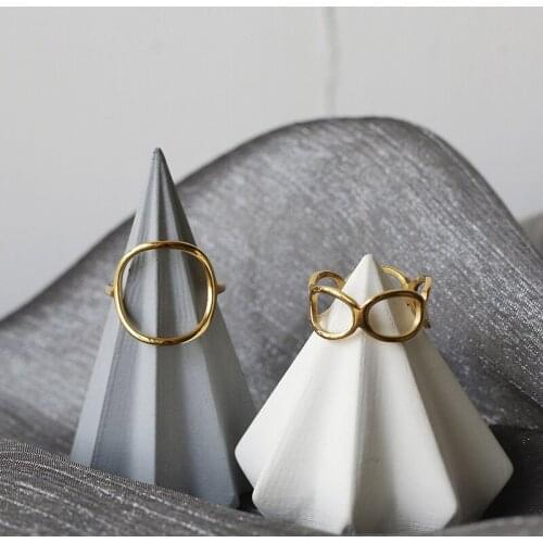 MODAGIRL Luxury Women Girls Jewelry Stainless Steel Gold Plated Open Circle Ring Simple Geometric Oval Rings Size 6 to 8