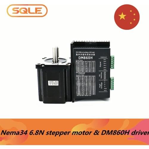 Nema34 open loop stepper motor 86HS100-5004A14 6.8Nm 1.8 angle step current 5A with 14mm shaft & DM860H Microstep driver