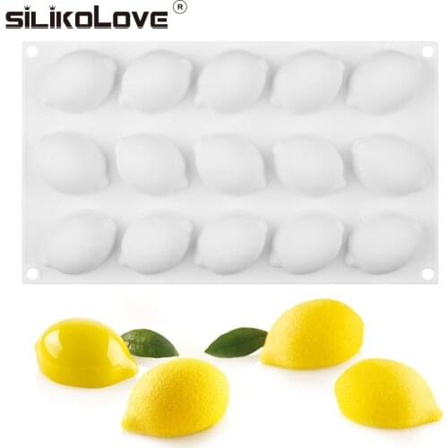 SILIKOLOVE 15 Cavity Mini Silicone Mousse Cake Mold Half a Lemon Silicone Mold Cake Decorating Bakeware