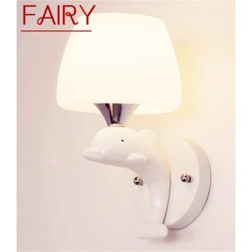 FAIRY Wall Lights Modern LED Lamps Creative Cartoon Indoor Two Heads White Dolphin For Home Children