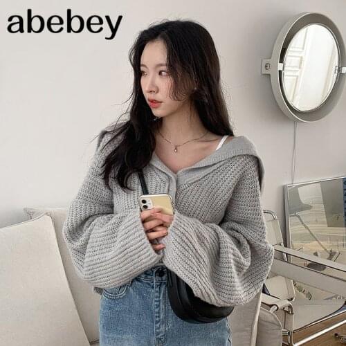 Outwear Tops Solid Sweater Women 2021 New Autumn Winter Elegant Lapel Thick Warm Knitted Cardigan Female Sweaters