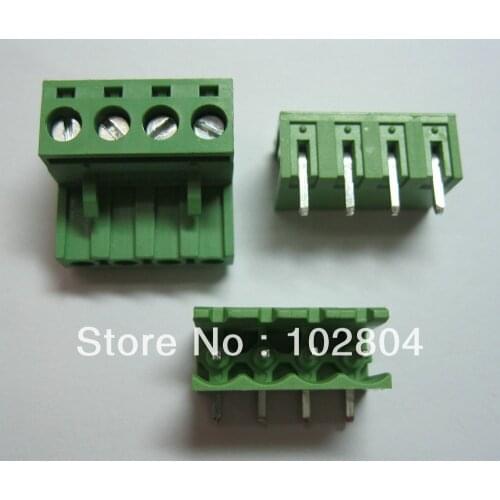 60 Pcs Pitch 5.08mm Angle 4way/pin Screw Terminal Block Connector Green Color L Pluggable Type
