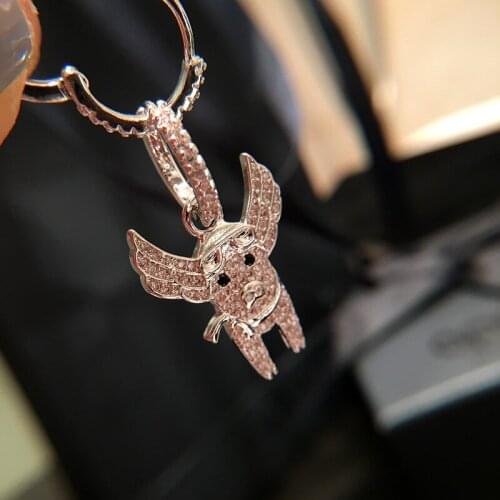 Top Quality Gorgeous Asymmetric Elephant Earrings Cute Pink Flying Pig Silver Drop Earrings For Women Ins Jewelry