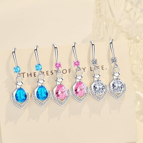 WANGAIYAO new fashion heart-shaped ladies temperament earrings personality trend zircon drop ear jewelry female holiday gift jew