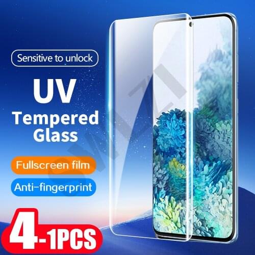 4-1Pcs UV full glue protective Film for Samsung Galaxy S8 S9 S10 plus phone screen protector on the tempered glass