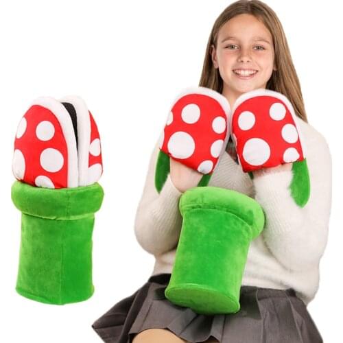 Women Plush Halloween Carnival Funny Toy Flower Cosplay Shoes Super Mario Cannibal Flower Piranha Slip on Home Wear Slippers