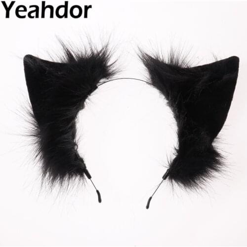 New Kawaii Furry Plush Cat Ears Headband Women Cute Girls Hair Hoop Lolita Anime Decor Cosplay Costume Headwear Accessories