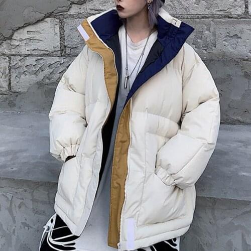 Winter -20℃ Oversize Jacket Female Coat Patchwork Windbreaker Women Padded Zipper Outwear Parka Thick Streetwear Overcoat Warm
