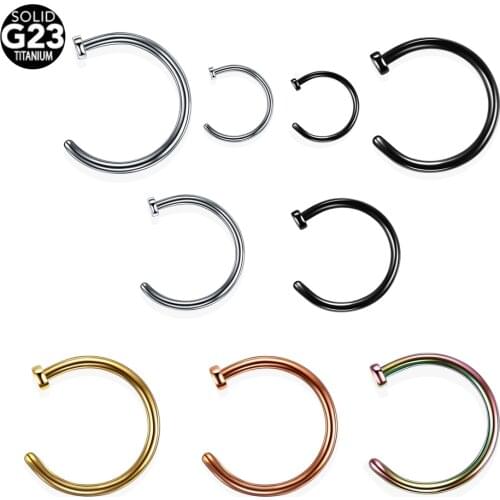 1PC Titanium Punk Nose Hoop Stud Rings Clip On Fake Piercing Nose Lip Helix Rings Nostril Earring Septum Piercings Women Jewelry