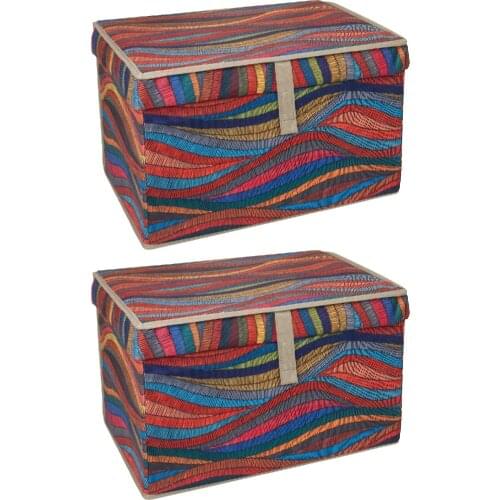 2 pcs Special Series Fabric Cover Foldable Multi-Purpose Box Storage Bag Quilt Pillow Blanket Clothes Clothes Organizer Storage