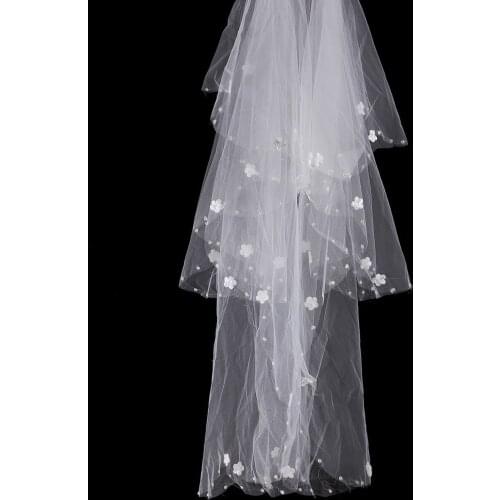 2020 new fashion White Beaded Hollow Embroidered Womens Veil