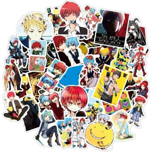50pcs Anime Assassination Classroom Stickers Graffiti Anime Sticker For Laptop Suitcase Skateboard Fridge Bicycle Luggage Cars