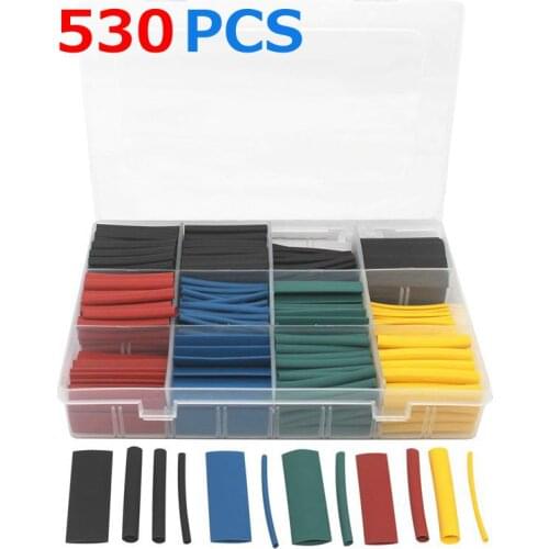 530 pcs Heat Shrink Tube Set (5 Colors 8 Sizes) :2:1 Electrical Cable Sleeve Assortment with Storage Case for Electrical Wire