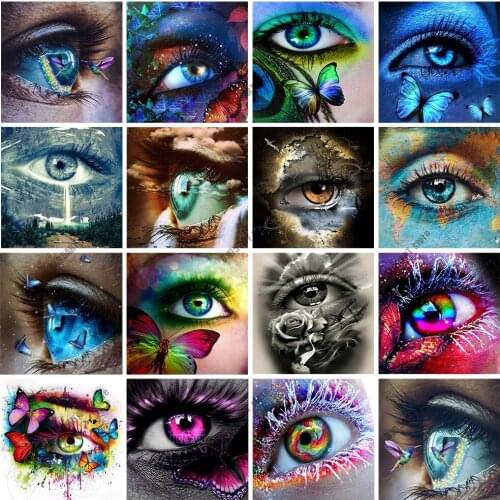 5D Diamond Painting Colored Eyes Diamond Embroidery Eye Butterfly Cross Stitch Kits Hummingbird Mosaic Room Decoration Gift