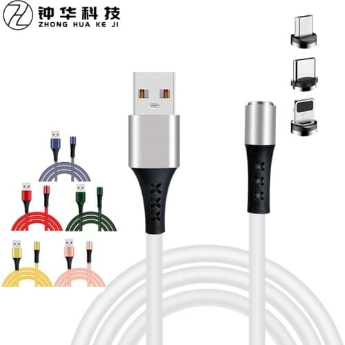 6in1 2M LED Magnetic USB Cable Fast Charging Type C Cable Magnet Charger Data Charge Micro USB Cable Mobile Phone Cable USB Cord