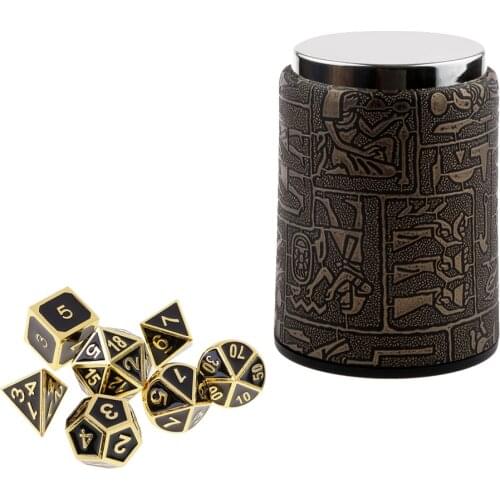 7 Set Metal Polyhedral Dice for Dungeons and Dragons DND +Dice Cup Black #1