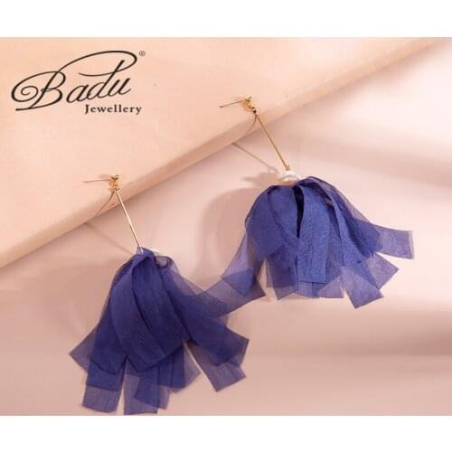 Badu Bohemian Yarn Tassel Earrings For Women 2021 New Design Fashion Exaggerated Long Dangle Earrings With Pearl Jewelry Gift