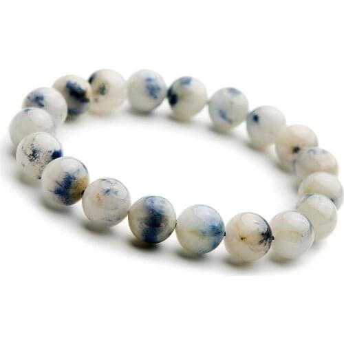 Brazil Genuine Natural Dumortierite Quartz Bracelet 11mm Stretch Crystal Natural Blue Rutilated Quartz Round Bead Bracelet