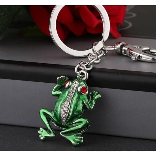 2020 Tinykenro new hot style cute fashion rhinestone frog dripping oil green bag purse keychain
