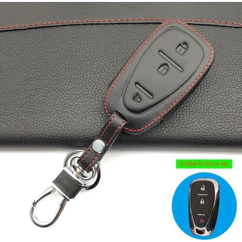 100% Leather Case Cover Holder For Chevrolet for Cruze 3 Buttons remote control car keys accessories case