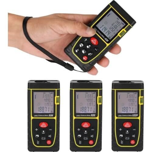 Free shipping good quality digital laser distance meter handheld distance meter with good measure function yellow 40M -100M 2018