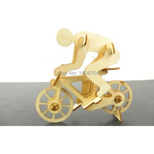 Free shipping laser Nice cut Wooden model 3D puzzle assemble the bicycle kit DIY fancy toys for children
