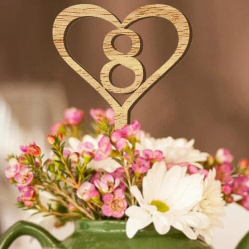 Wedding Table Numbers 1-10 Numeric Wooden Heart Shape Wood 1-10 Numberic Table Signs Topper Wedding Seats Party Decoration 2019