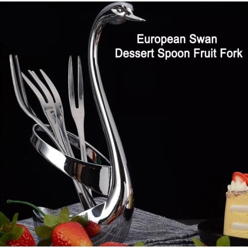 European Swan 304 Stainless Steel Dinnerware Set Portable Cutlery Set Holder Table Tableware Dinner Tableware Set spoon fork