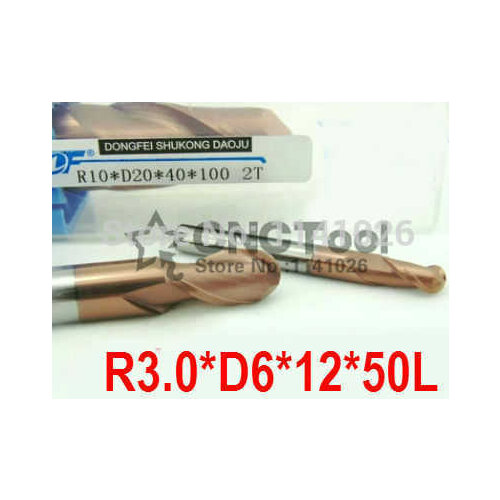 2 Flutes Milling tools Milling cutter Ball nose End Mill CNC router bits hrc55 R3*12*D6*50