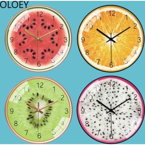Fruit Cartoon Modern Wall Clocks Home Decor Silent Secret Stash Watermelon Kitchen Clock Kids Room Best Selling 2019 Products