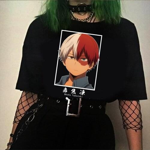 My Hero Academia Cute Anime T Shirt Shoto Todoroki Harajuku Tee Oversize Female T-Shirt Summer 2021 Men Japan Clothes T Shirts