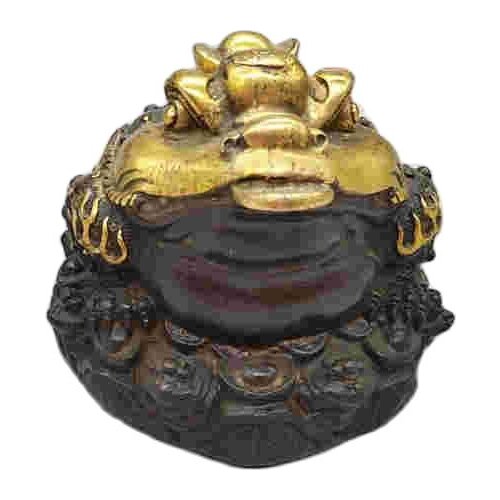 Chinese Old Bronze Statue Copper Gilded Golden Toad