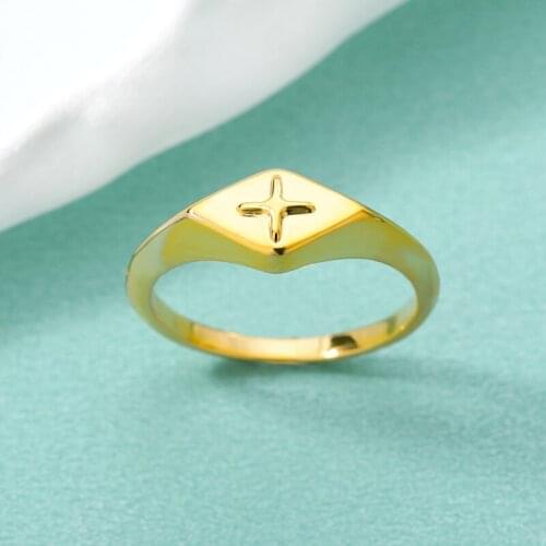 Mens Ring Rhombus Cross Punk Style Finger Loop Fashion Men And Women Party Stainless Steel Jewelry Friend Friendship Gifts