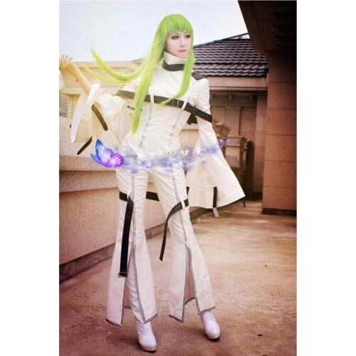 Japanese Anime Code Geass:Hangyaku no Lelouch Cosplay Costumes C.C. Cosplay Costume White Strait-Jacket Jumpsuits