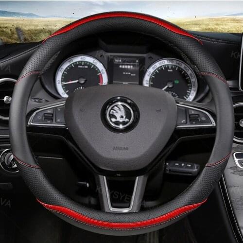 Carbon Fiber Leather Car Steering Wheel Cover for Skoda Octavia A5 A7 RS Octavia 2 3 Combi Auto interior Accessories