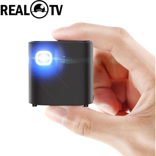 REAL TV S12 Mini DLP Projector 50ANSI lumens easy to carry home 1080P projector with battery video beamer