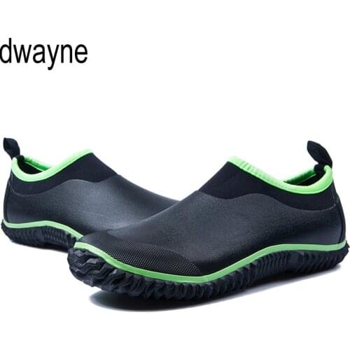 Mens Short Rainshoes Fluorescent Green Low-Up Fashion Rubber Rainshoes Washing Shoes Coloured Light Mouth Water Shoes