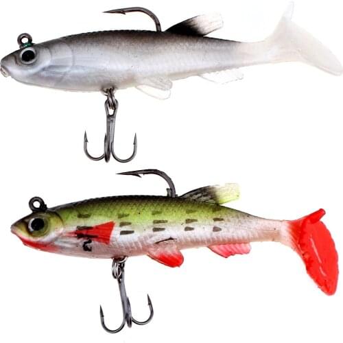 Soft Bait 8.5cm 13g 3D Fish Eye Lead Fish Lure with Two Carbon Steel Hooks for Fishing Middle&Upper Water Fish