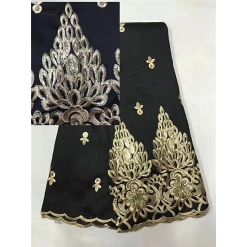 Latest Popular Designs Coffee Sequin Fabric 5 Yards African Lace Fabric High Quality indian silk George lace fabric Black Gold