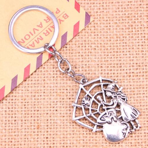 New Fashion Keychain 38*30 mm witch refining drugs spider Pendants DIY Men Jewelry Car Key Chain Souvenir For Gift