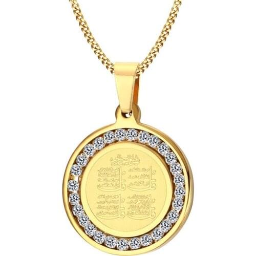 Retro Men Inlaid Zircon Necklace Pendant Creative Round Rune Fashion Personality Hip-Hop Wild Mens Sweater Chain Necklace Jewel
