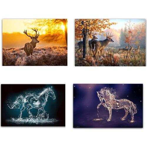 Diy Animal Sunset Deer And Horse Diamond Painting Full Square Diamond Diamond Embroidery Mosaic Cross Stitch Home Decoration