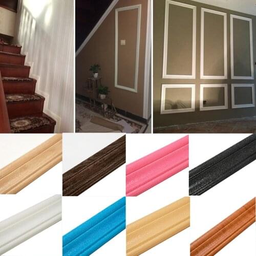 3D Foam Embossed Corner Line Self-adhesive Wall Waist Line Waterproof Decor Wall Sticker Border Wall Edge Strip Home Decor Foam