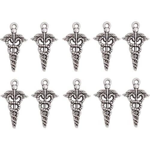 10x Silver Double Snake Pendants Charms DIY Jewelry Making Accessories