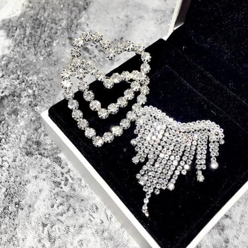 SHIFEEL 2018 New Fashion Rhinestone Heart-shaped Tassel Pin Brooches Autumn Winter Simple Fashionable Womens accessories