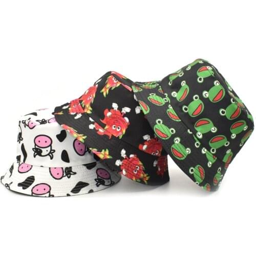 New Frog Bucket Hat Spring Summer Panama Creative Pitaya Bucket Hat Outdoor Versatile Foldable Sunshade Hat Unisex Animal