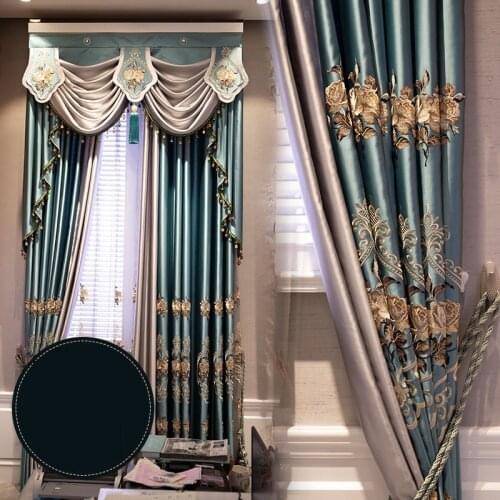 New high grade imitation silk curtain Chinese European style simple modern living room living room bedroom bay window