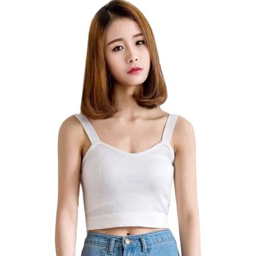 Sweet And Cute Sleeveless Slim-fit Solid Color Short Sling Vest